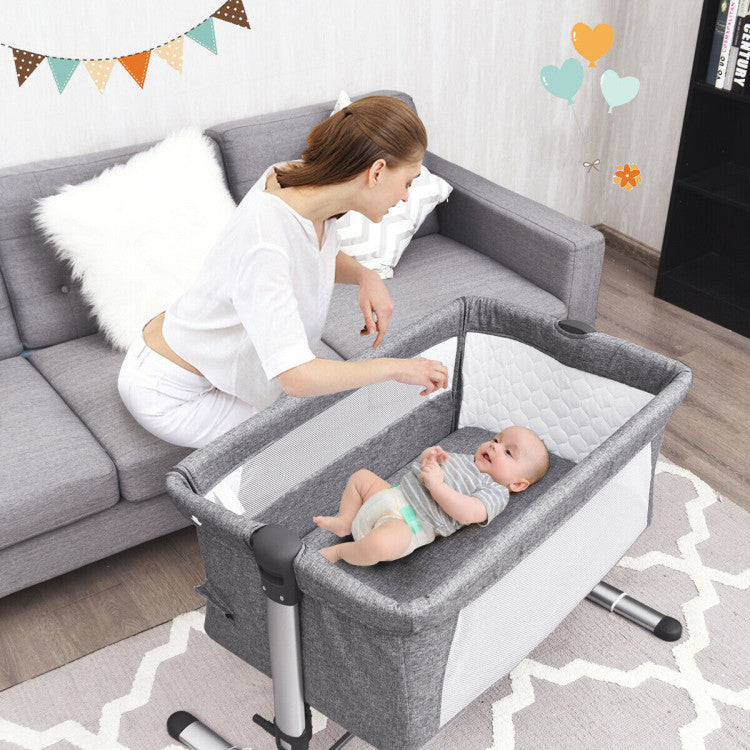 Portable Travel Baby Bassinet Crib with Carrying Bag - Side Sleeper Bed