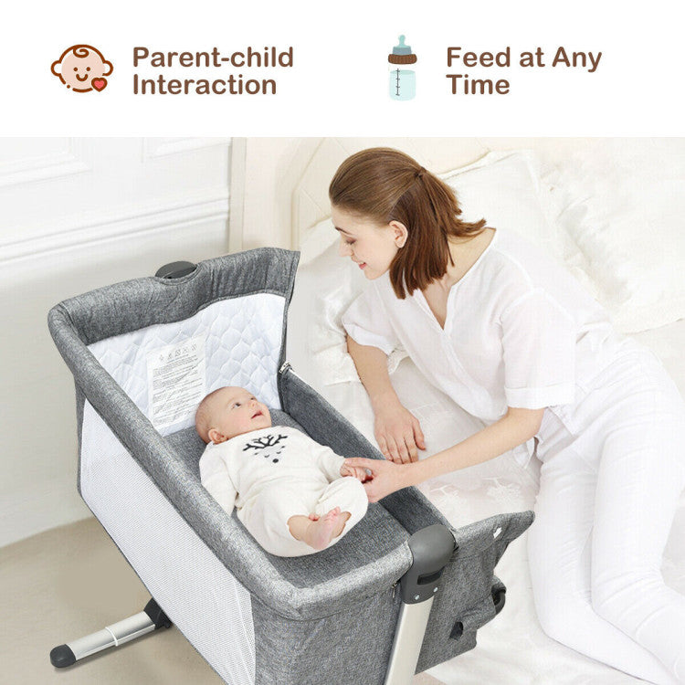 Portable Travel Baby Bassinet Crib with Carrying Bag - Side Sleeper Bed