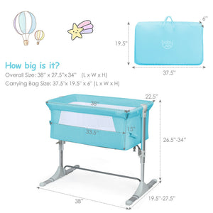 Portable Travel Baby Bassinet Crib with Carrying Bag - Side Sleeper Bed