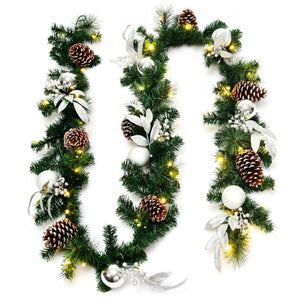 9ft Pre-Lit Artificial Christmas Garland with 100 LED Lights for Holiday Decor