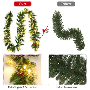 9ft Pre-Lit Artificial Christmas Garland with 100 LED Lights for Holiday Decor