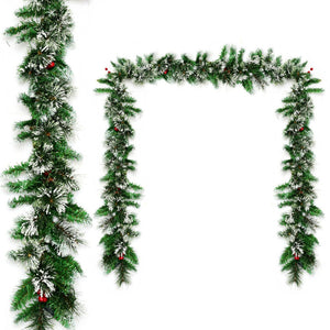 9ft Pre-Lit Artificial Christmas Garland with 100 LED Lights for Holiday Decor