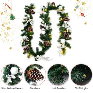 9ft Pre-Lit Artificial Christmas Garland with 100 LED Lights for Holiday Decor