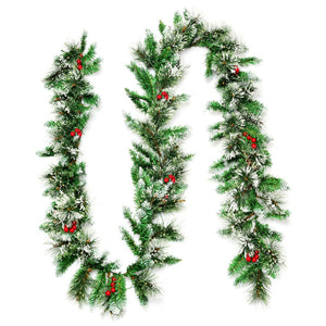 9ft Pre-Lit Artificial Christmas Garland with 100 LED Lights for Holiday Decor