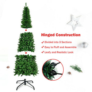 Pre-Lit Artificial Pencil Christmas Tree – Hinged, 4.5 6.5 7.5 Feet, Holiday Decor