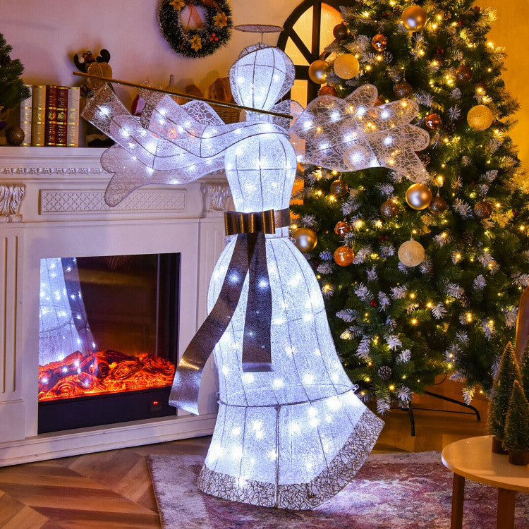 Pre-Lit LED Angel Christmas Decoration with 100 Outdoor Christmas Lights