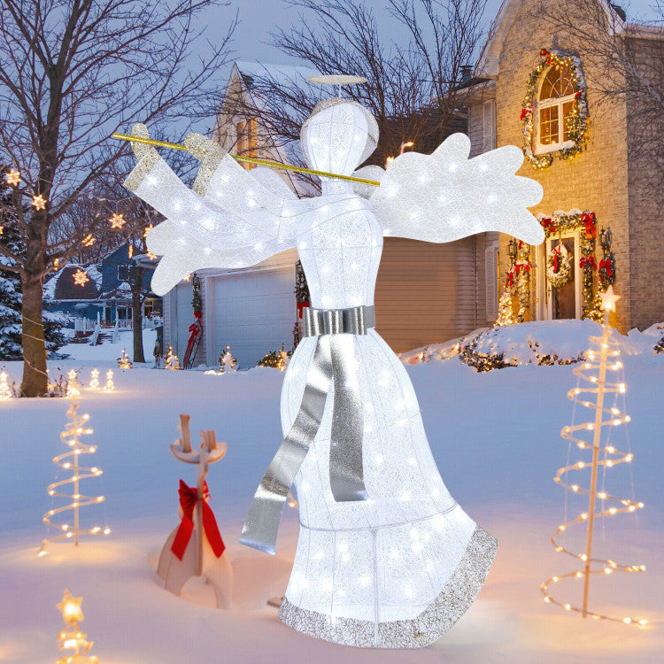 Pre-Lit LED Angel Christmas Decoration with 100 Outdoor Christmas Lights