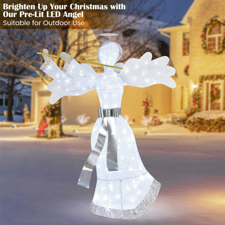 Pre-Lit LED Angel Christmas Decoration with 100 Outdoor Christmas Lights