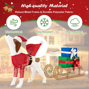 Pre-Lit Outdoor Christmas Dog and Sleigh with 170 Warm Lights – Festive Porch Decor