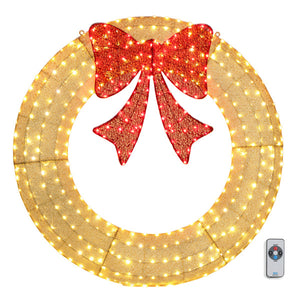 60" Pre-Lit Outdoor Christmas Wreath - LED Holiday Decor for Home & Garden with 400 Lights