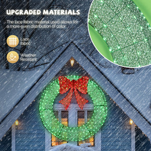 60" Pre-Lit Outdoor Christmas Wreath - LED Holiday Decor for Home & Garden with 400 Lights