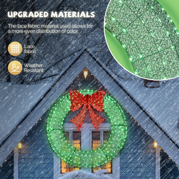 60" Pre-Lit Outdoor Christmas Wreath - LED Holiday Decor for Home & Garden with 400 Lights