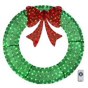 60" Pre-Lit Outdoor Christmas Wreath - LED Holiday Decor for Home & Garden with 400 Lights
