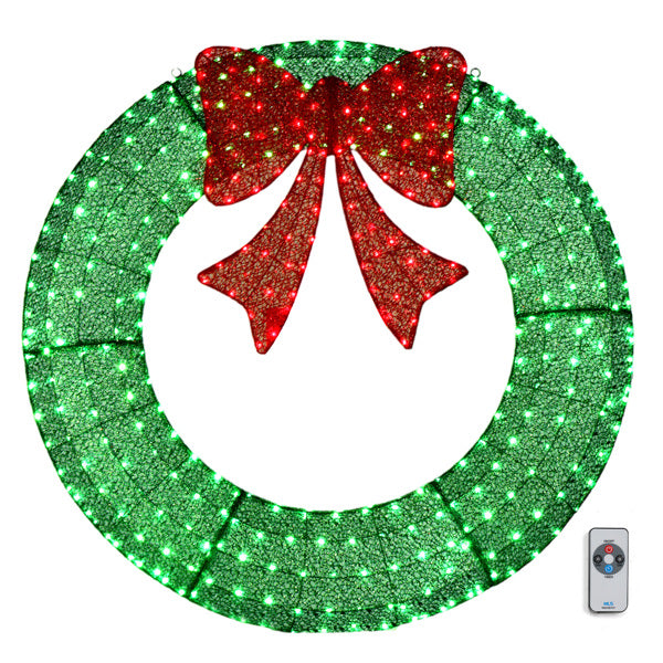 60" Pre-Lit Outdoor Christmas Wreath - LED Holiday Decor for Home & Garden with 400 Lights