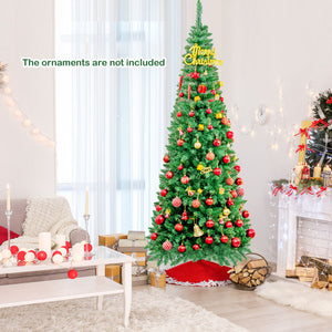 Pre-Lit Pencil Christmas Tree with LED Lights - 4.5 6.5 7.5 Feet Options