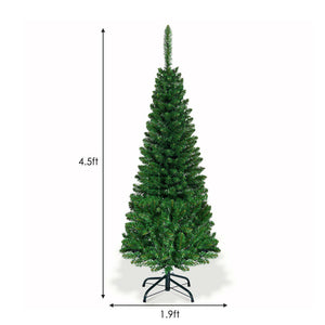 Pre-Lit Pencil Christmas Tree with LED Lights - 4.5 6.5 7.5 Feet Options