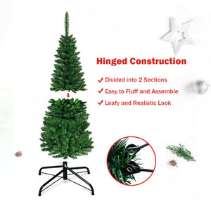 Pre-Lit Pencil Christmas Tree with LED Lights - 4.5 6.5 7.5 Feet Options