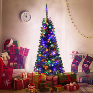 Pre-Lit Pencil Christmas Tree with LED Lights - 4.5 6.5 7.5 Feet Options