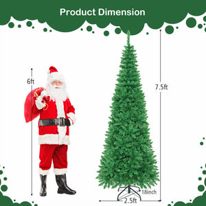 Pre-Lit Pencil Christmas Tree with LED Lights - 4.5 6.5 7.5 Feet Options