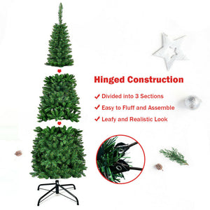 Pre-Lit Pencil Christmas Tree with LED Lights - 4.5 6.5 7.5 Feet Options