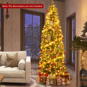 Pre-Lit Pencil Christmas Tree with Pine Cones & Red Berries – 5/6/7 Feet Options