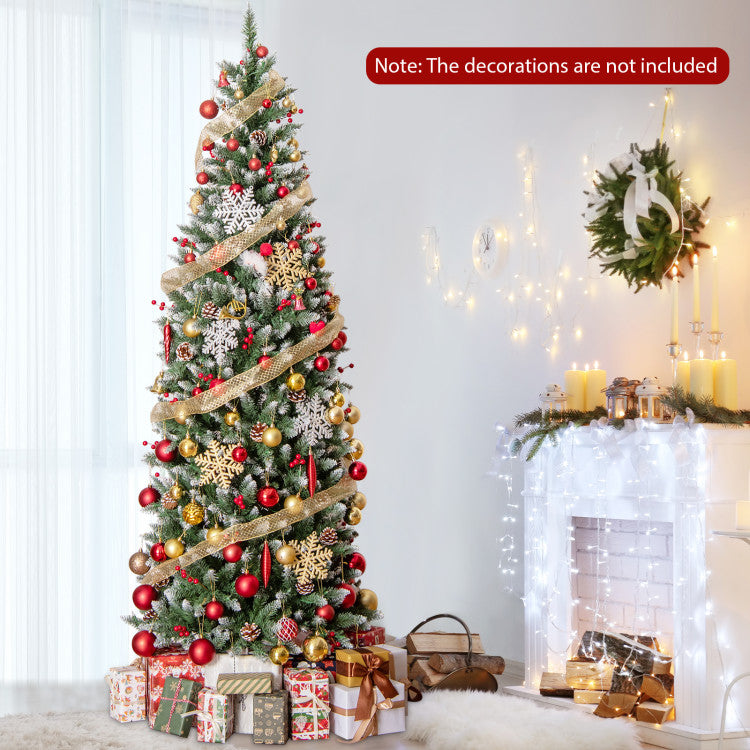 Pre-Lit Pencil Christmas Tree with Pine Cones & Red Berries – 5/6/7 Feet Options