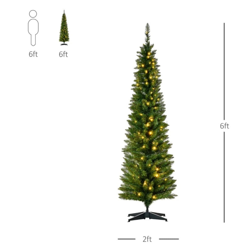 Pre-Lit Slim Noble Fir Artificial Christmas Tree with 110-200 Warm White LED Lights