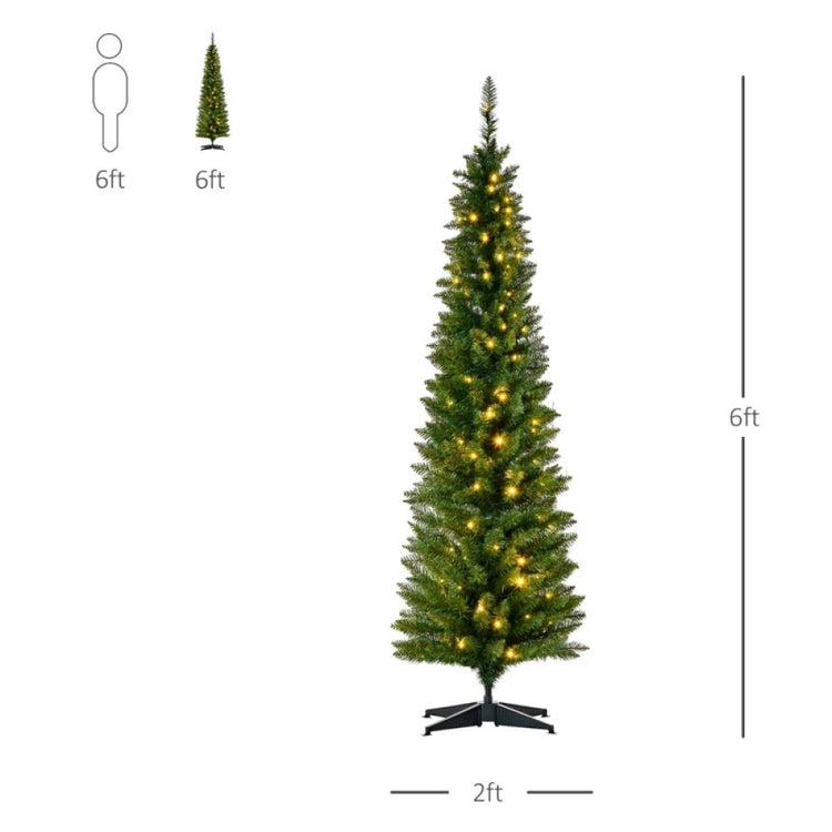 Pre-Lit Slim Noble Fir Artificial Christmas Tree with 110-200 Warm White LED Lights