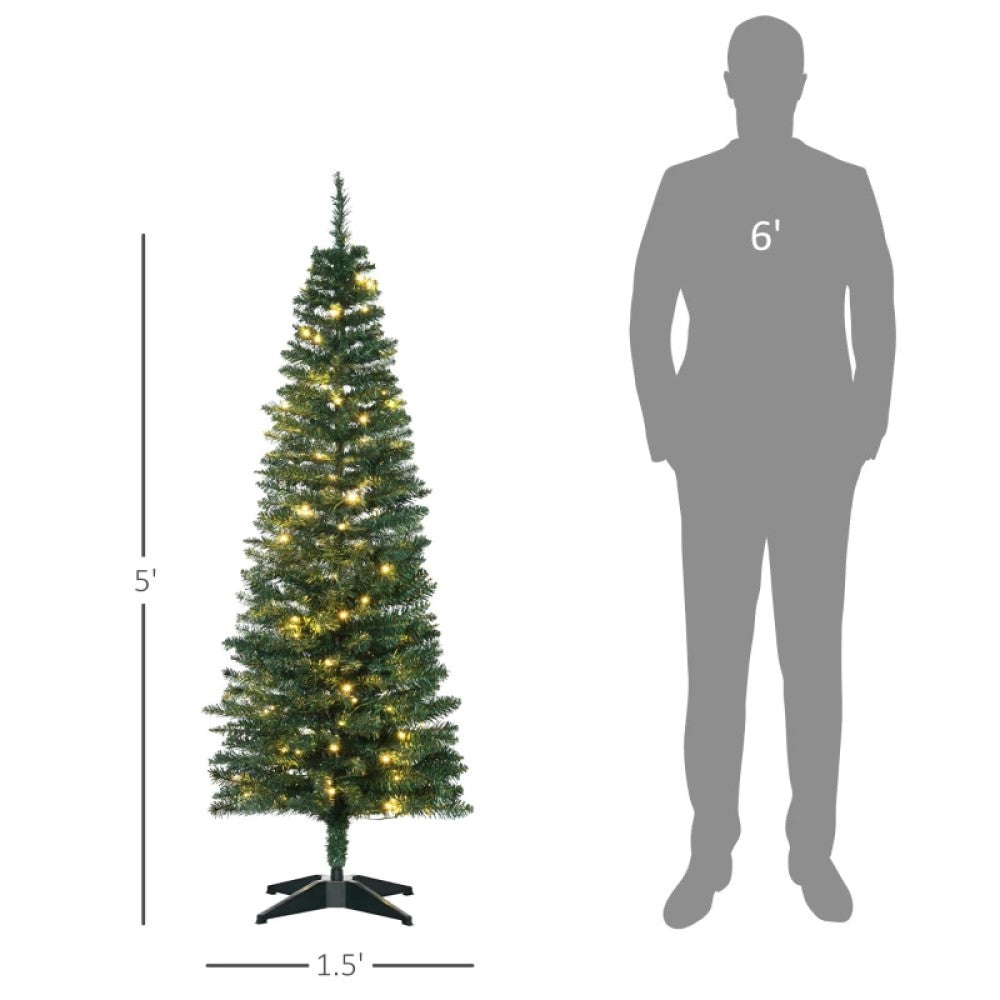 Pre-Lit Slim Noble Fir Artificial Christmas Tree with 110-200 Warm White LED Lights