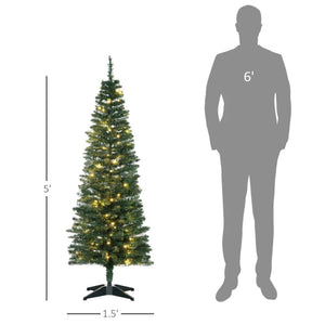 Pre-Lit Slim Noble Fir Artificial Christmas Tree with 110-200 Warm White LED Lights