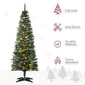 Pre-Lit Slim Noble Fir Artificial Christmas Tree with 110-200 Warm White LED Lights