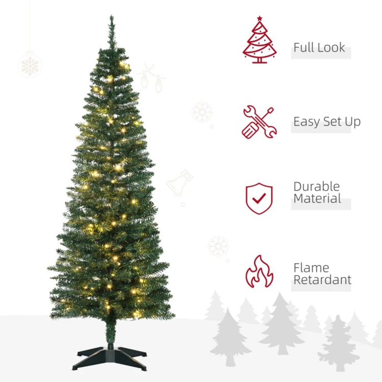 Pre-Lit Slim Noble Fir Artificial Christmas Tree with 110-200 Warm White LED Lights