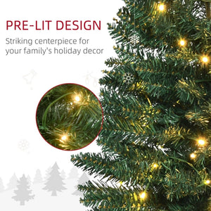 Pre-Lit Slim Noble Fir Artificial Christmas Tree with 110-200 Warm White LED Lights