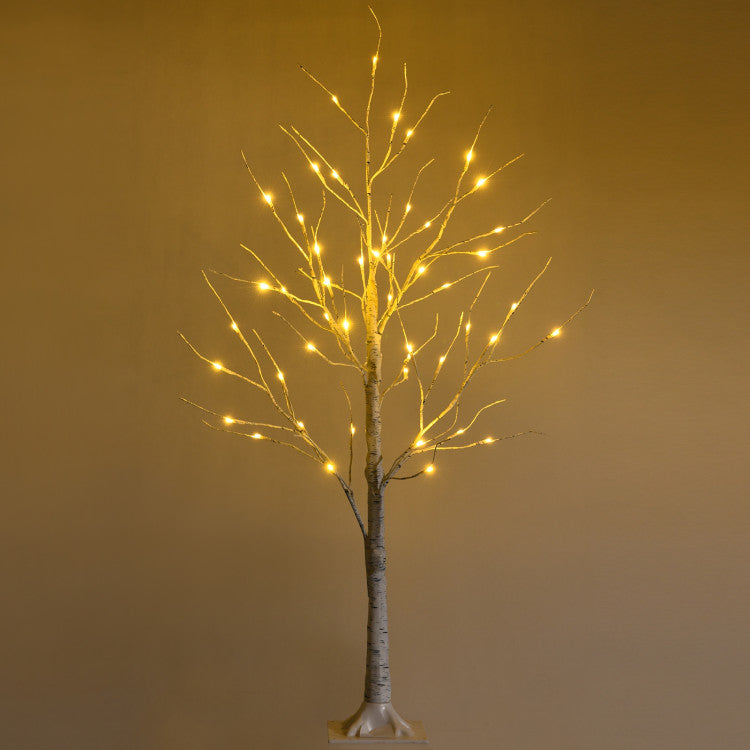 Pre-Lit White Twig Birch Tree with LED Lights for Christmas Holiday Decor