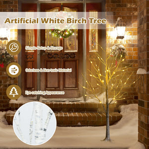 Pre-Lit White Twig Birch Tree with LED Lights for Christmas Holiday Decor