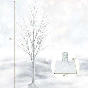 Pre-Lit White Twig Birch Tree with LED Lights for Christmas Holiday Decor