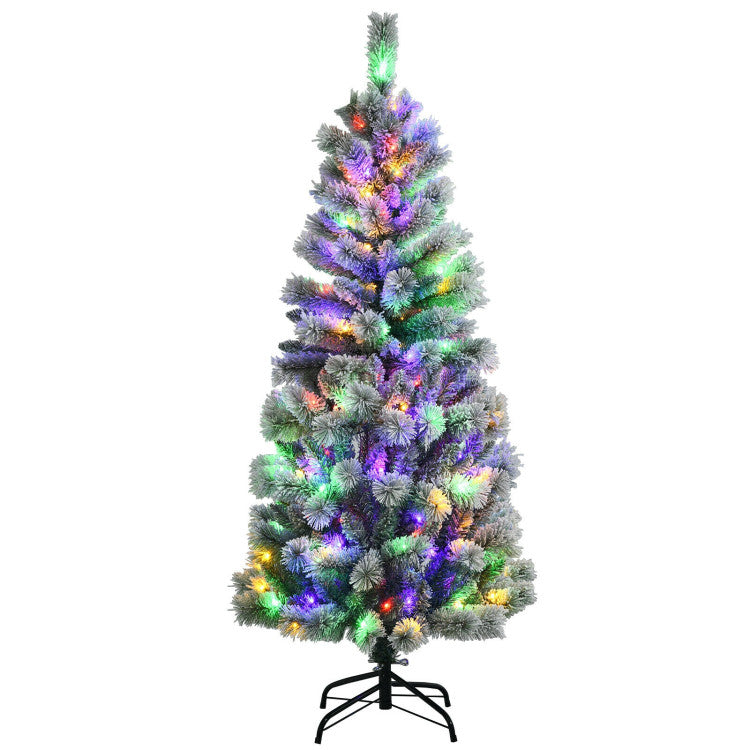 Pre-lit Snow Flocked Christmas Tree, 5-8 Feet Tall, 9 Lighting Modes