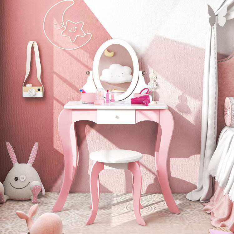 pretend kids vanity set pink