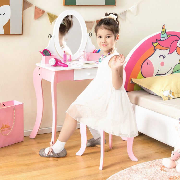 pretend kids vanity set pink