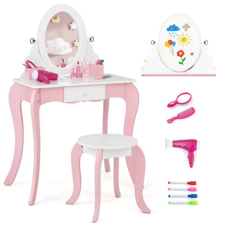 pretend kids vanity set pink