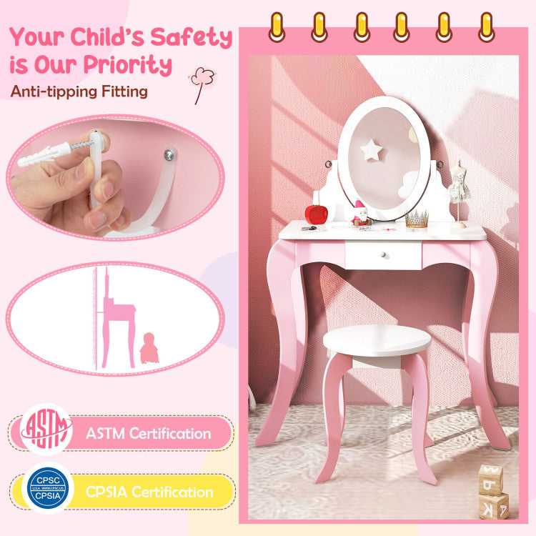 pretend kids vanity set pink