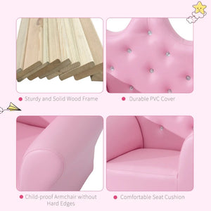 Princess Kids Sofa Set with Footstool – Diamond Decor, Perfect for Playrooms and Bedrooms