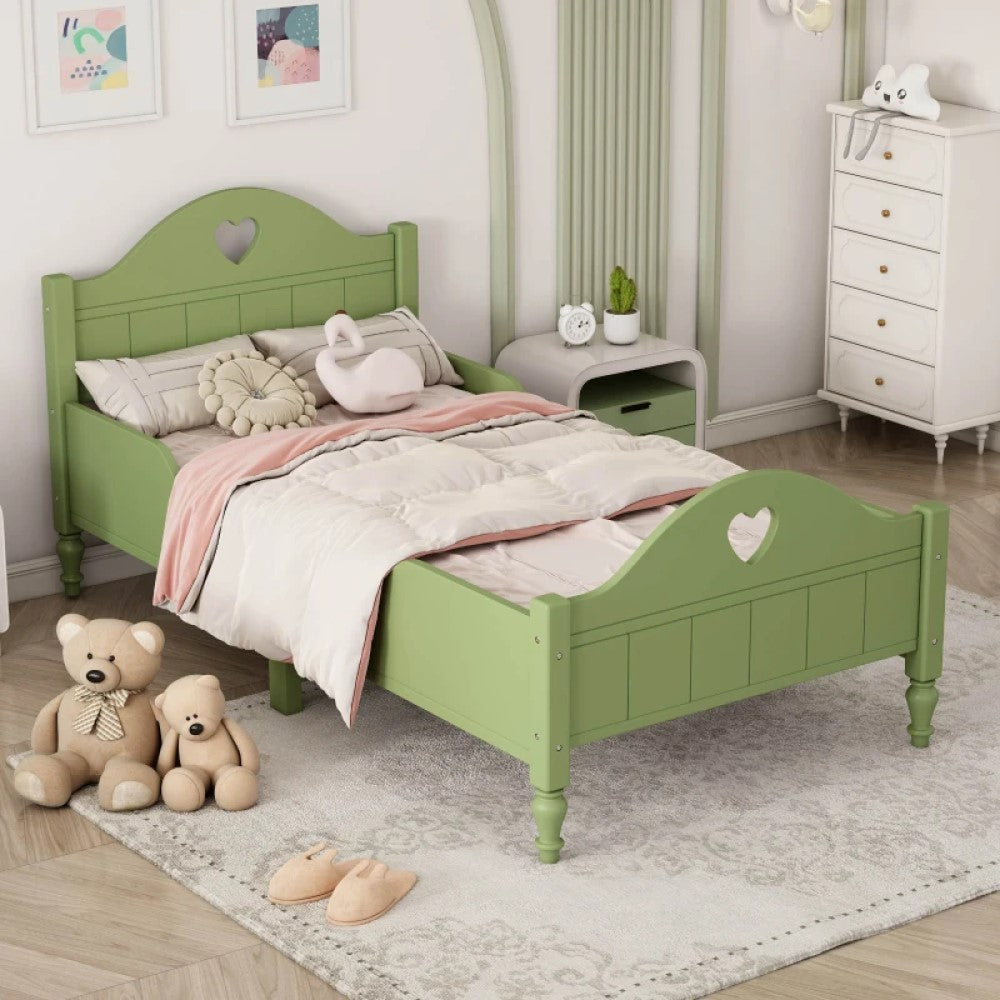 Princess Twin Toddler Bed with Safety Rails, Headboard and Footboard – Solid Wood Frame