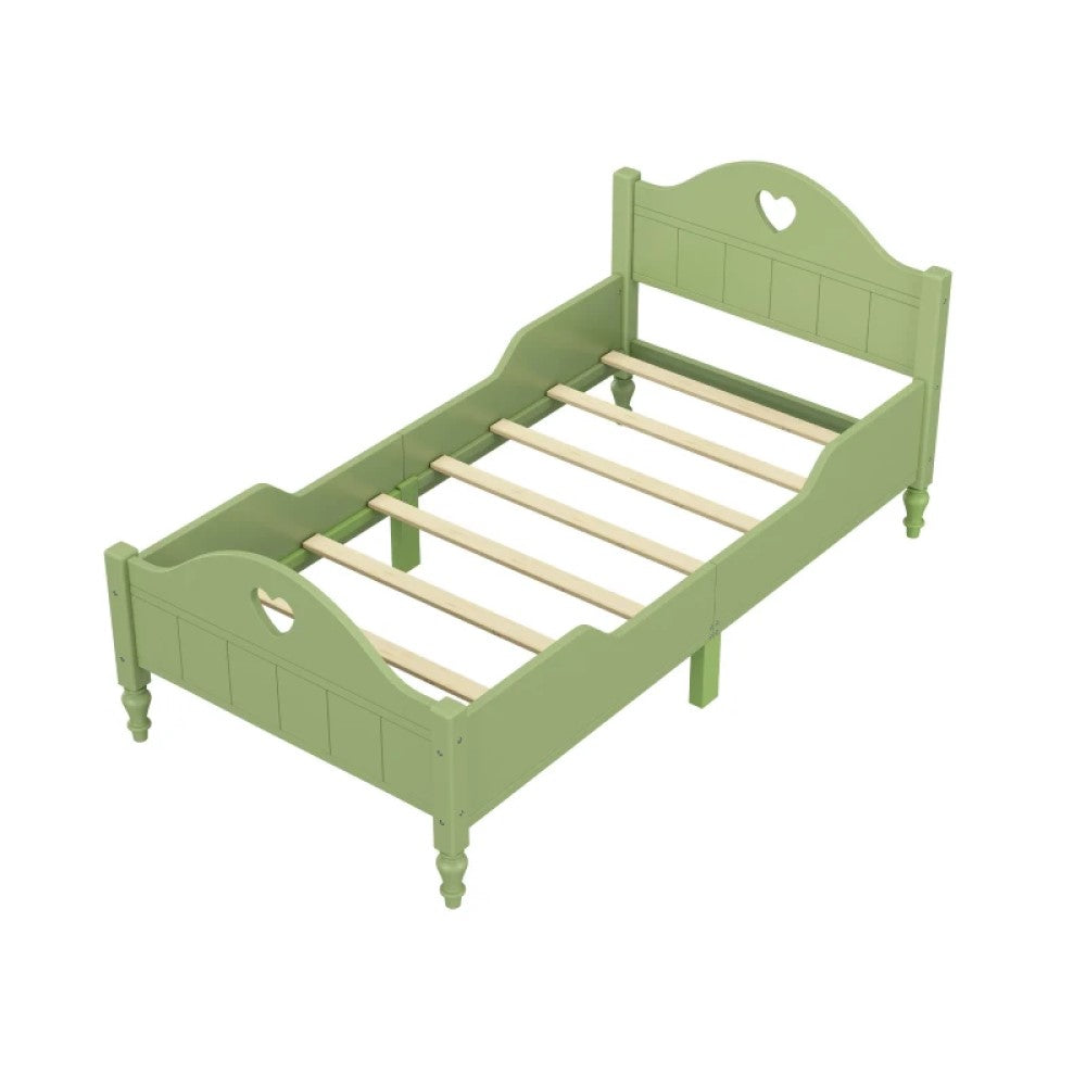 Princess Twin Toddler Bed with Safety Rails, Headboard and Footboard – Solid Wood Frame