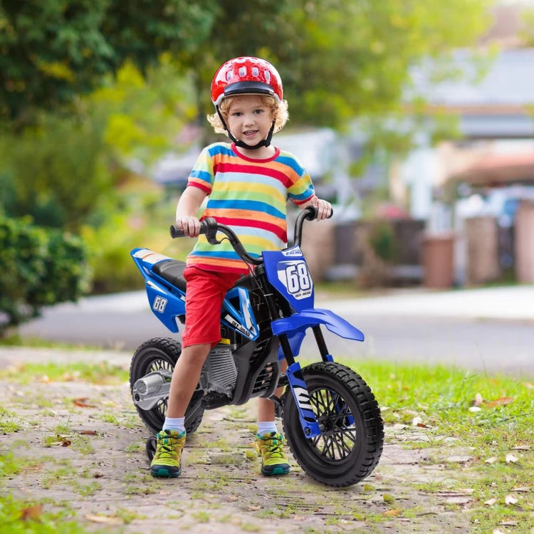 Qaba 12V Kids Electric Motorcycle with Twist Grip Throttle, Training Wheels & Music