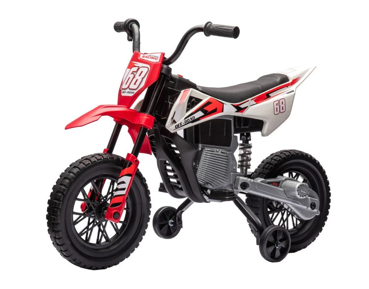 Qaba 12V Kids Electric Motorcycle with Twist Grip Throttle, Training Wheels & Music