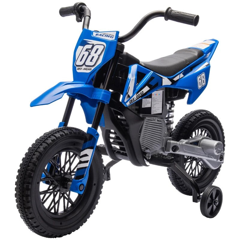 Qaba 12V Kids Electric Motorcycle with Twist Grip Throttle, Training Wheels & Music