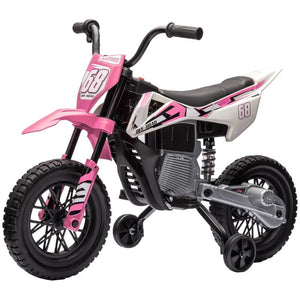 Qaba 12V Kids Electric Motorcycle with Twist Grip Throttle, Training Wheels & Music