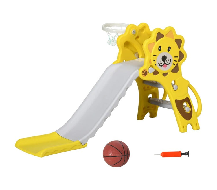 Qaba 2-in-1 Toddler Slide with Basketball Hoop for Indoor Play Ages 18-36 Months