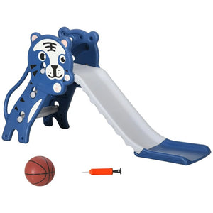 Qaba 2-in-1 Toddler Slide with Basketball Hoop for Indoor Play Ages 18-36 Months